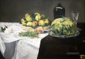 Stillleben mit Melone und Pfirsichen Eduard Manet